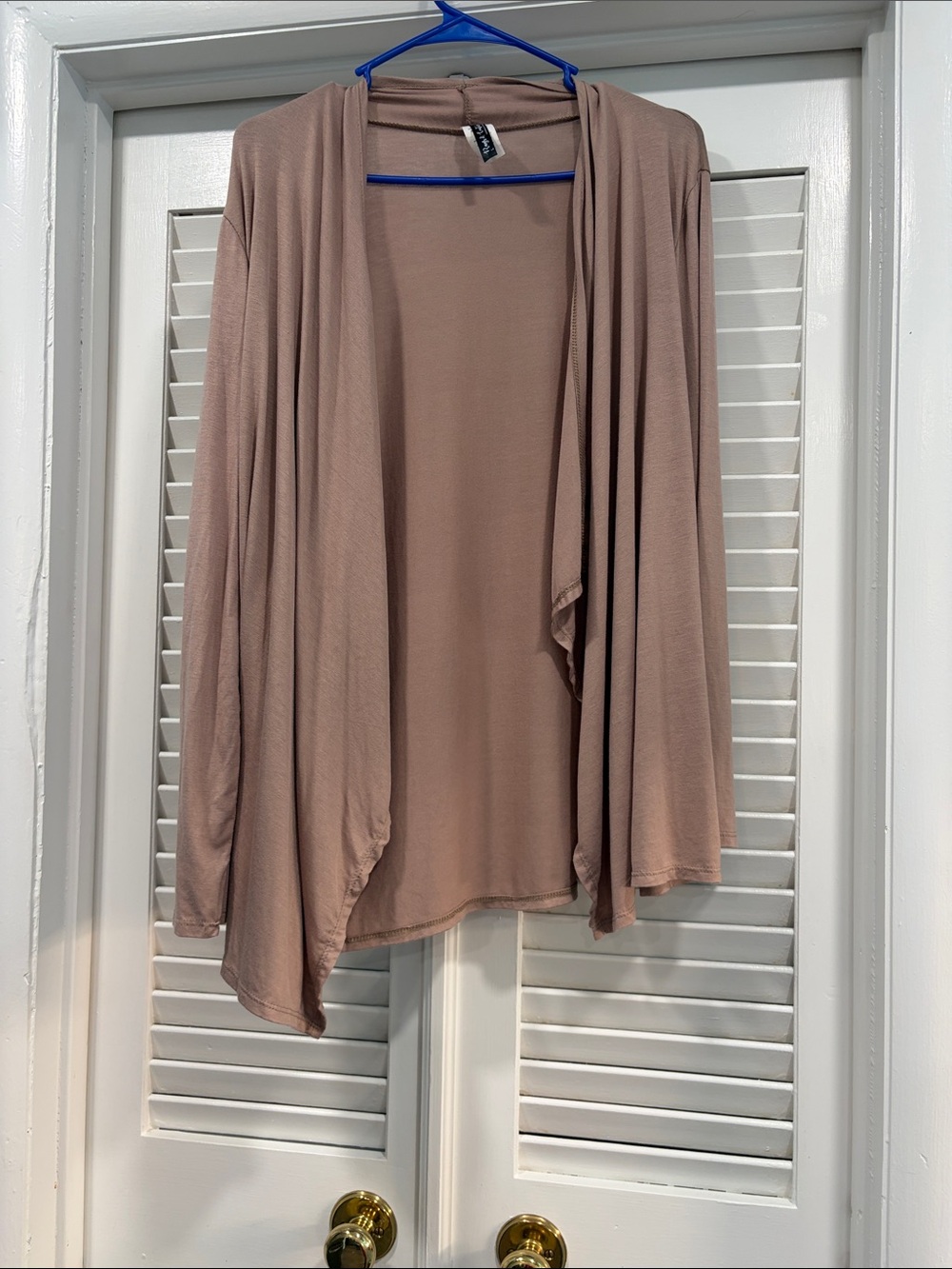 Rags and Couture Taupe Open-Front Draped Cardigan